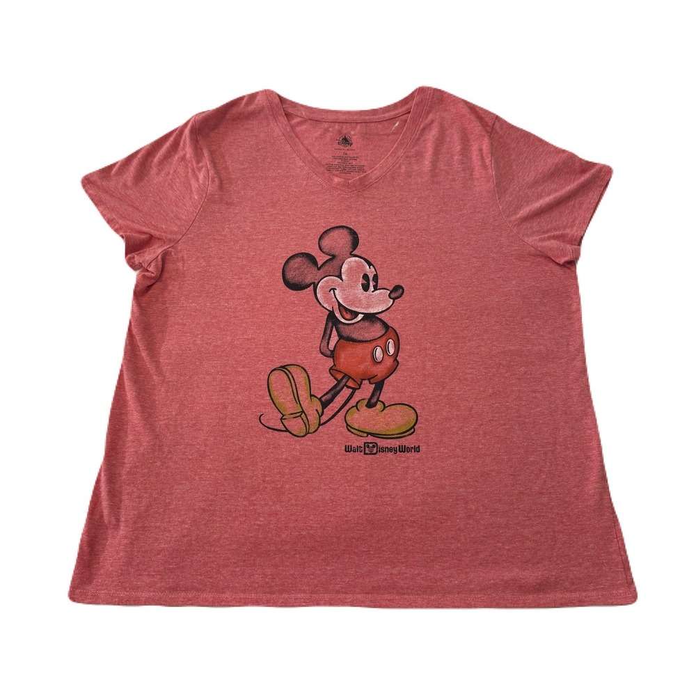 Disney Mickey Mouse Heather Red Graphic Tee 1X Classic Retro Disneycore